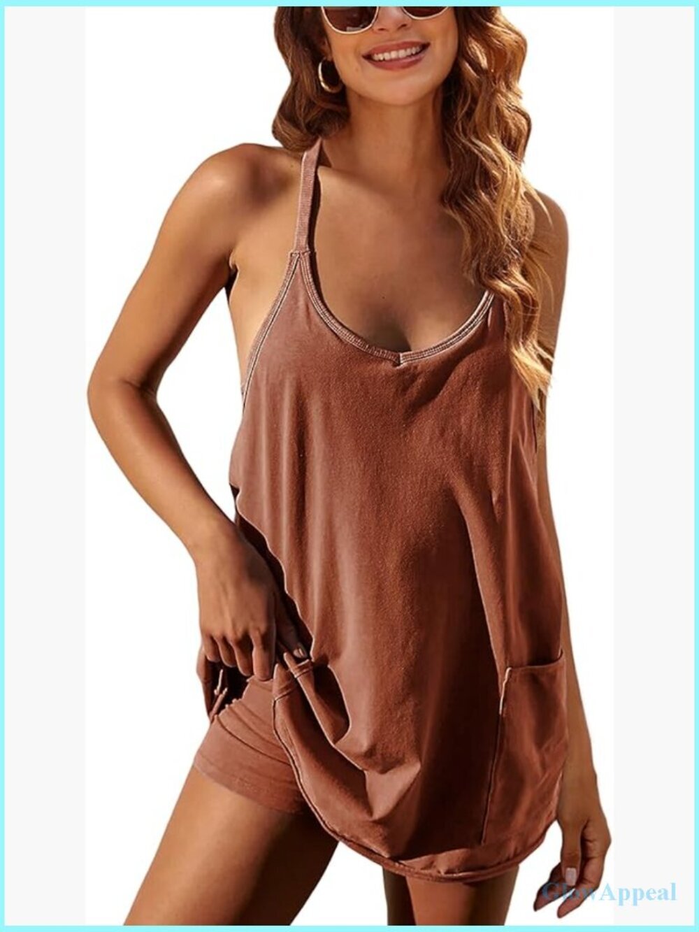 Sleeveless Mini Tennis Dress with Pockets and Built-in Shorts